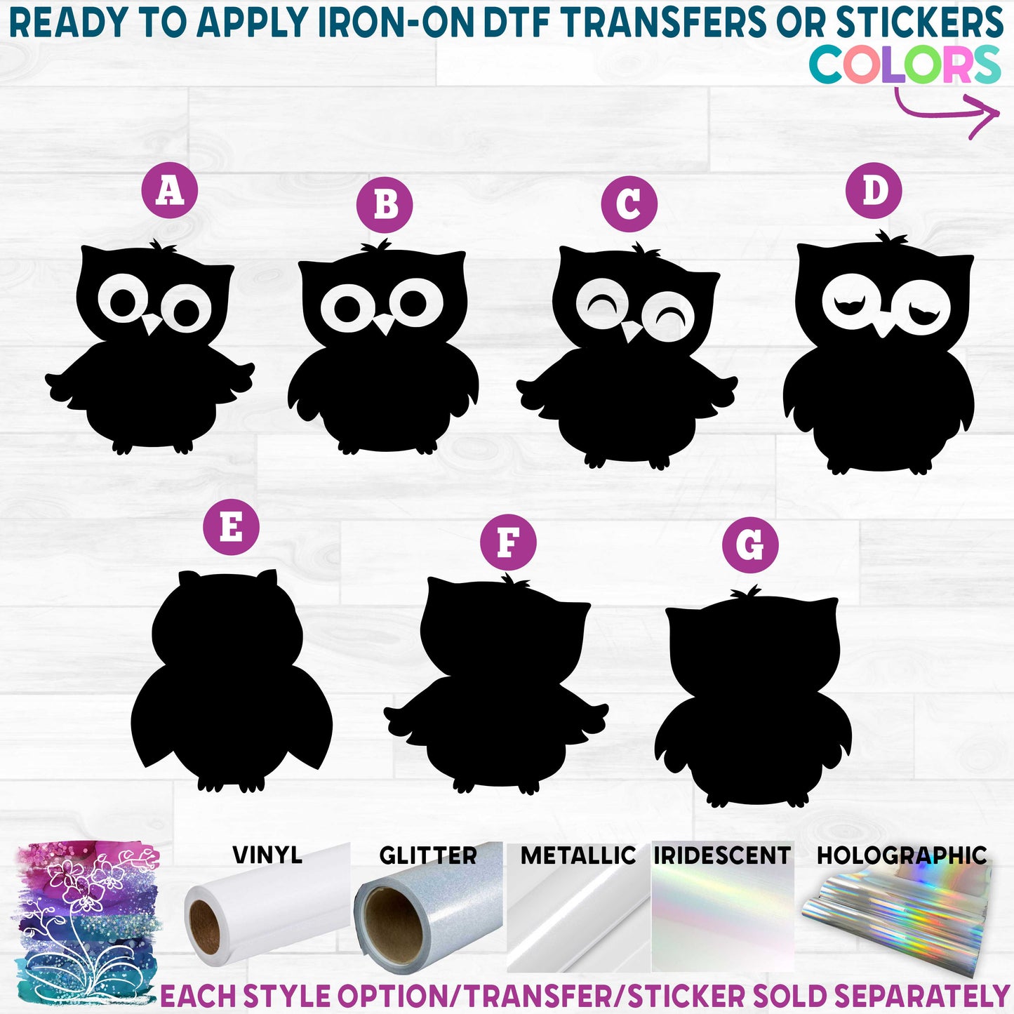 (s031) Cute Owls Owl Printed Heat Transfer or Sticker