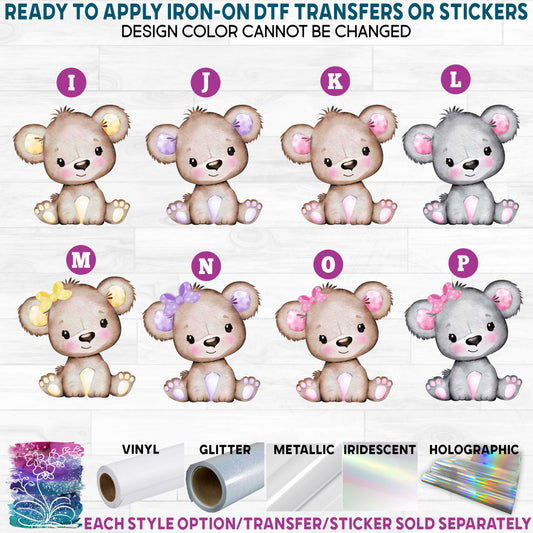 (s322) Cute Girl Teddy Bears Bow Printed Heat Transfer or Sticker