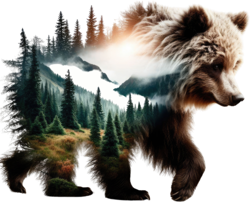 (s324-2-I) Double Exposure Bear