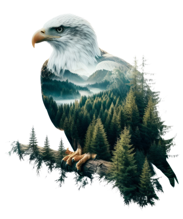 (s324-2-N) Double Exposure Eagle