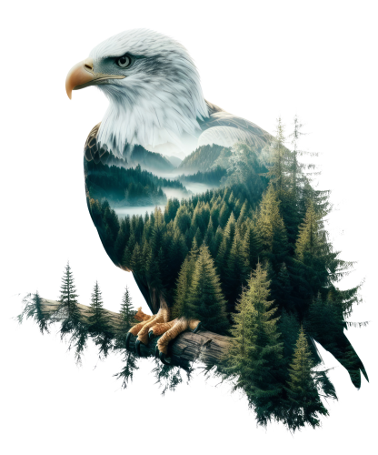 (s324-2-N) Double Exposure Eagle