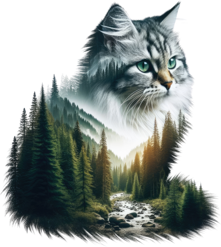 (s324-2-X) Double Exposure Cat