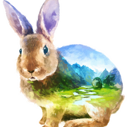 (s324-1-B) Bunny Rabbit Double Exposure