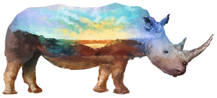 (s324-1-F) Rhino Double Exposure