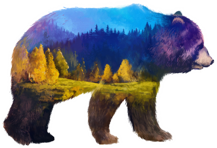 (s324-1-L) Bear Double Exposure