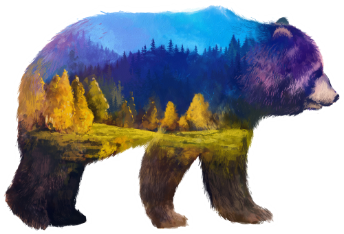 (s324-1-L) Bear Double Exposure