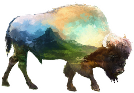 (s324-1-M) Buffalo Double Exposure