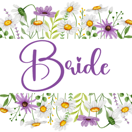 (325-2-3H) Bridal Wedding Party Watercolor Daisy Border Custom Text