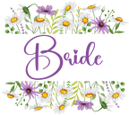(325-2-3H) Bridal Wedding Party Watercolor Daisy Border Custom Text