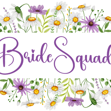 (325-2-3H) Bridal Wedding Party Watercolor Daisy Border Custom Text