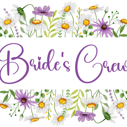 (325-2-3H) Bridal Wedding Party Watercolor Daisy Border Custom Text