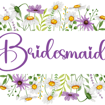 (325-2-3H) Bridal Wedding Party Watercolor Daisy Border Custom Text