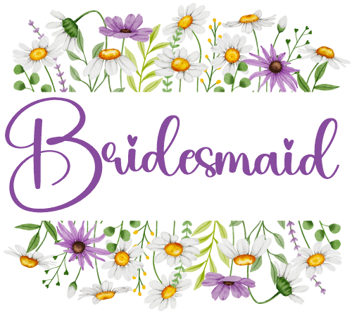 (325-2-3H) Bridal Wedding Party Watercolor Daisy Border Custom Text