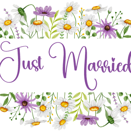 (325-2-3H) Bridal Wedding Party Watercolor Daisy Border Custom Text