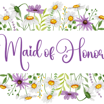 (325-2-3H) Bridal Wedding Party Watercolor Daisy Border Custom Text