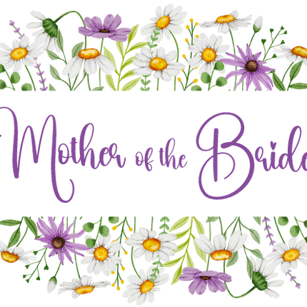 (325-2-3H) Bridal Wedding Party Watercolor Daisy Border Custom Text