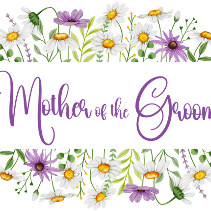 (325-2-3H) Bridal Wedding Party Watercolor Daisy Border Custom Text