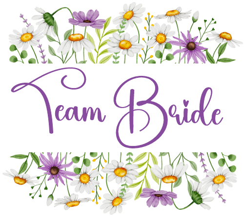 (325-2-3H) Bridal Wedding Party Watercolor Daisy Border Custom Text
