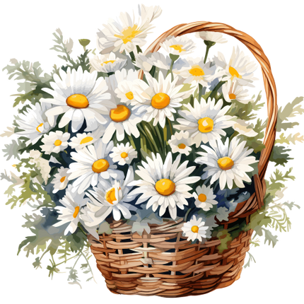 (325-02) Basket of White Daisies