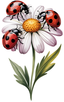 (325-02-3) White Daisy Flower Ladybug