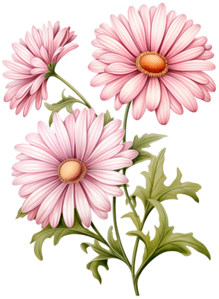 (325-02) Pink Daisy Flowers