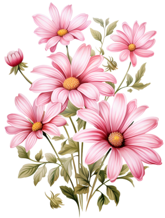 (325-02) Pink Daisy Flowers