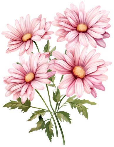 (325-02) Pink Daisy Flowers