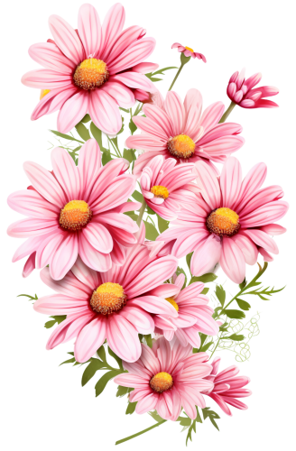 (325-02) Pink Daisy Flowers