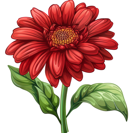 (325-02) Red Daisy Flower