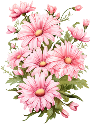 (325-02) Pink Daisy Flowers