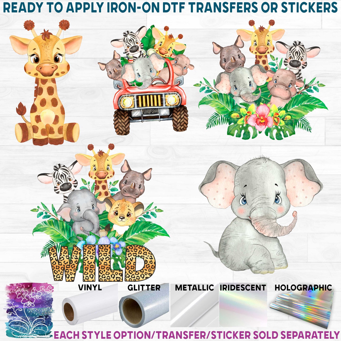 (s330) Watercolor Illustrated Safari Animal Collection 38 Style Options