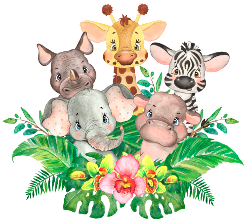 (s330-3-A) Safari Animals Group Flowers