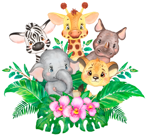 (s330-3-B) Safari Animals Group Flowers