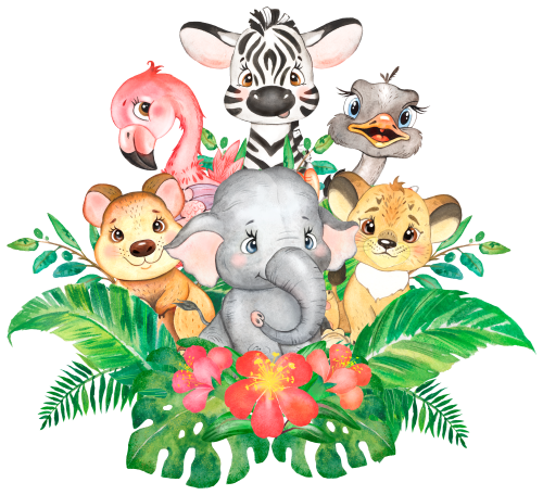 (s330-3-C) Safari Animals Group Flowers