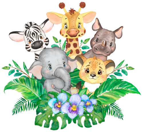 (s330-3-D) Safari Animals Group Flowers