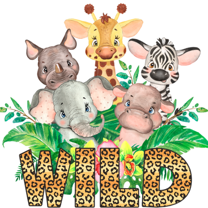 (s330-4-A) Safari Animals Group Wild Cheetah or Giraffe Print