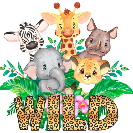 (s330-4-B) Safari Animals Group Wild Cheetah or Giraffe Print