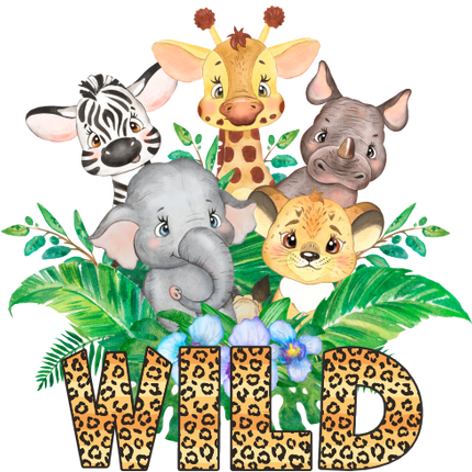 (s330-4-D) Safari Animals Group Wild Cheetah or Giraffe Print