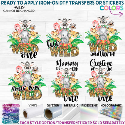 (s330-4C) Jungle Safari Animals Family of the Wild One Custom Text