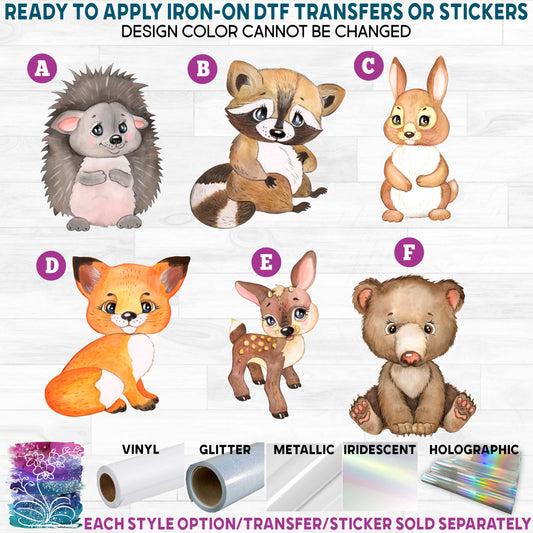 (s330-6) Forest Animals Printed Heat Transfer or Sticker