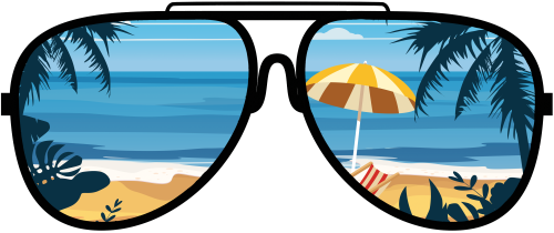 (s332-2-A) Tropical Beach Reflection Sunglasses