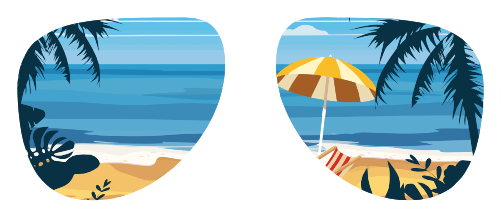 (s332-2-A) Tropical Beach Reflection Sunglasses
