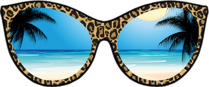 (332-02-C) Tropical Beach Reflection Leopard Sunglasses