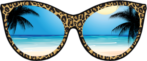 (s332-2-C) Tropical Beach Reflection Leopard Sunglasses