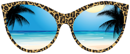 (332-02-C) Tropical Beach Reflection Leopard Sunglasses
