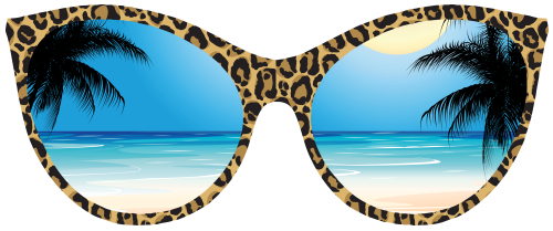 (332-02-C) Tropical Beach Reflection Leopard Sunglasses