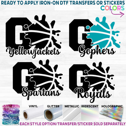 (s334-A5) Go Team Basketball Printed Heat Transfer or Sticker