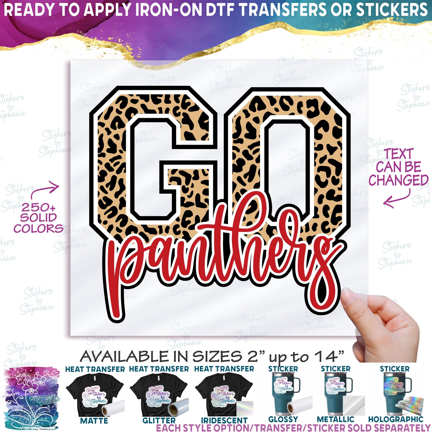 (s334-B) Go Team Name Leopard Custom Text