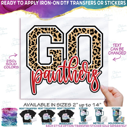 (s334-B) Go Team Name Leopard Custom Text