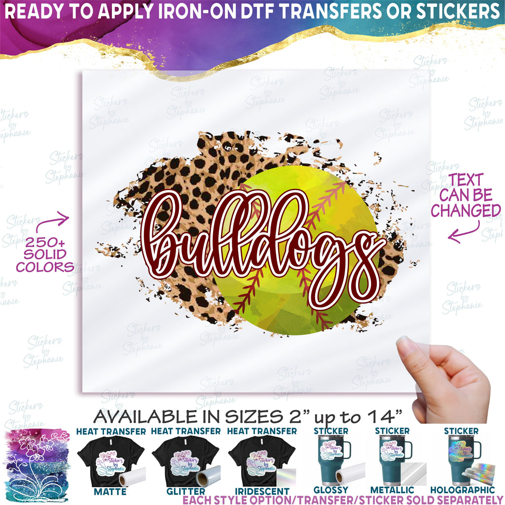 (041-06-1U Softball Leopard Team Name Mom Family Custom Text